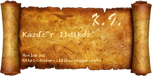 Kazár Ildikó névjegykártya